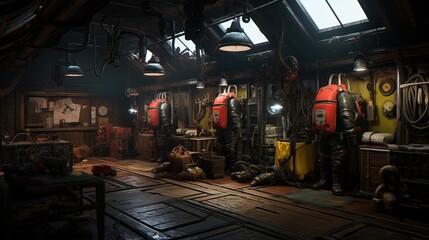 Worker operating room. AI generated art illustration.