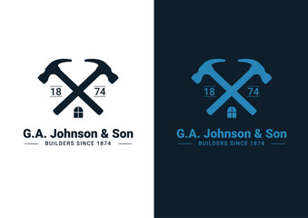 Vector hammers and house logo design concept