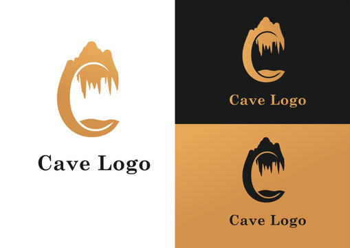 Vector letter c with a cave logo design concept
