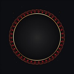Empty red Christmas circle design element flat style on black background Generative AI 