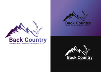 Vector mountain and lavender logo design concept