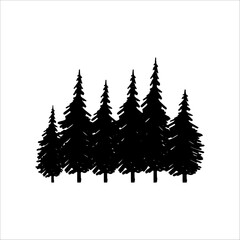 Obraz premium Hand drawn doodle of pine forest, vector