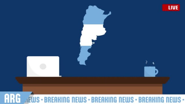 2d animation of Argentina Breaking News, with empty space, Template
