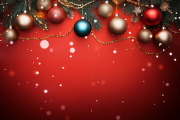 Fototapeta na wymiar New Year's decorations from balls, Christmas holiday decor