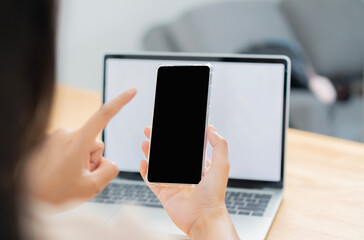 Back view of businessman working with modern devices, student boy using digital tablet computer and mobile smart phone