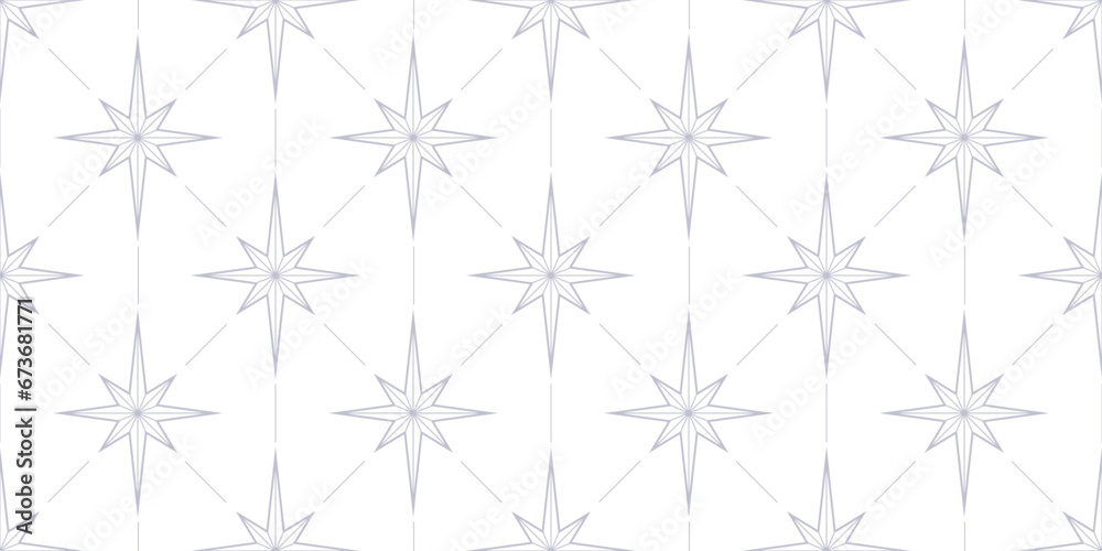 Poster minimalist white vector pattern background with star bursts, seamless repeat wallpaper with modern l