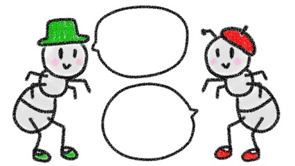 2匹のかわいいアリのイラスト