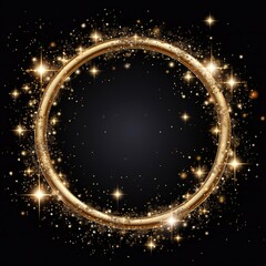 Obraz premium Empty sparkling golden luxury frame Christmas design element Generative AI 