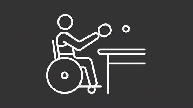 Set of 2D white icon simple animations representing paralympic games, HD video with transparent background, seamless loop 4K video.
