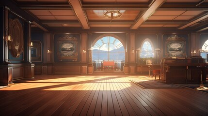 Interior of a hotel. AI generated art illustration.