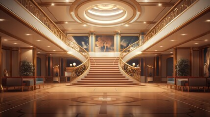 Interior of a hotel. AI generated art illustration.