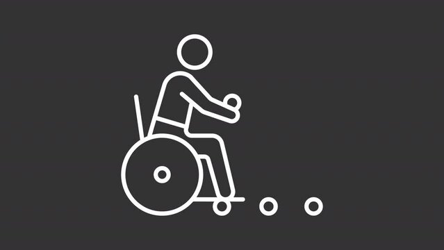 Collection of white thin line icon animations representing paralympic games, HD video with transparent background, seamless loop 4K video.