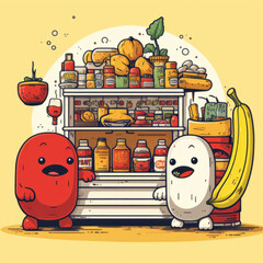 Quirky Mascots at Retro Grocery