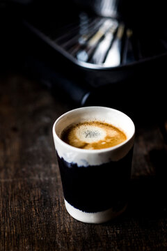 Cup of freshly brewed espresso