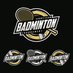 Badminton club logo template, Badminton tournaments logotype set collection. Abstract sport symbol design vector illustration - obrazy, fototapety, plakaty