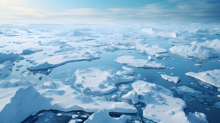 An awe-inspiring aerial view of the rapidly vanishing ice sheets in the Arctic, symbolizing the...