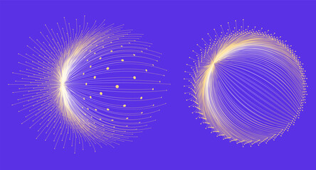 Futuristic infographics. Informational aesthetic design. Big Data Visualization. Circular Particles Dots Vortex. Futuristic Complex Visual Data Background. 3D Virtual Space. Cyberspace Illustration.