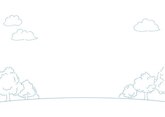 シンプルな自然の木と空の線画