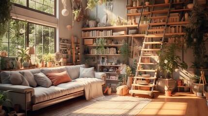 Interior of a house. AI generated art illustration.
