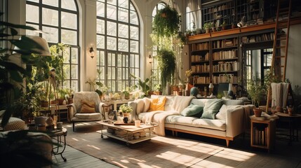 Naklejka premium Interior of a house. AI generated art illustration.