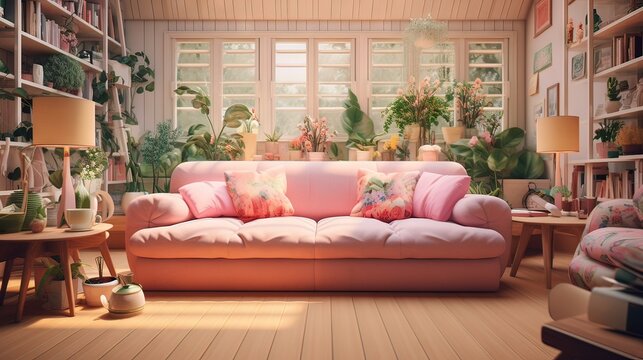 Interior of a house. AI generated art illustration.