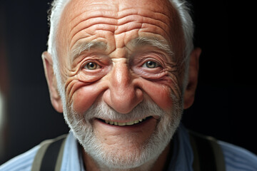 Happy smiling elderly man. Old person. AI.