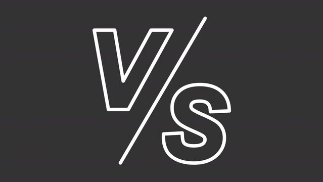 2D white creative thin line animation of versus icon, HD video with transparent background, seamless loop 4K video representing comparison icons.