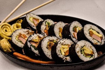 Local Indonesian kimbab with various contents with a very savory and delicious taste