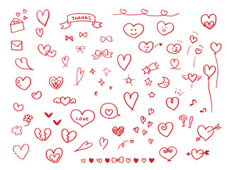 手書きのハートイラストセット