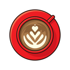 Coffee with froth art top view isolated vector illustration for Latte Day on February 11