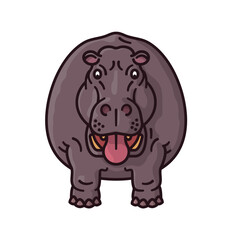 Hippopotamus cartoon character isolated vector illustration for Hippo Day on February 15. African wildlife symbol.