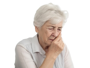 Depressed elderly woman, cut out