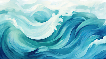 Dynamic indigo and teal wave pattern perfect for mobile - obrazy, fototapety, plakaty