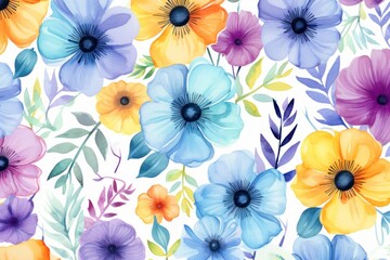 Watercolor of floral with beautiful color pattern.