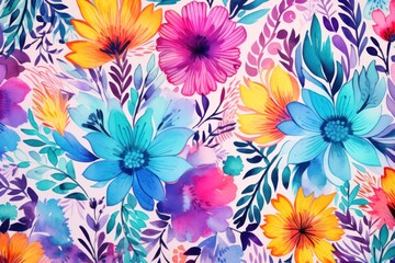 Fototapeta na wymiar Watercolor of floral with beautiful color pattern.