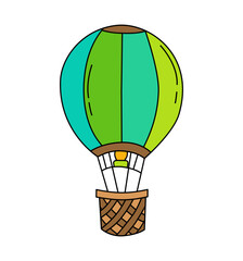 Balloon Flying Children Vector Doodle Template for Books
