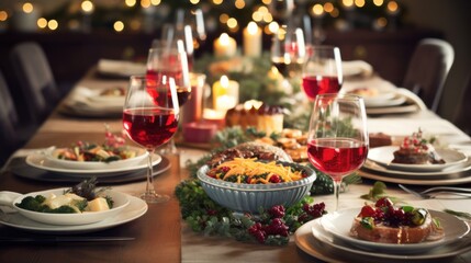Obraz na płótnie Canvas Christmas Holiday Dining stock photo