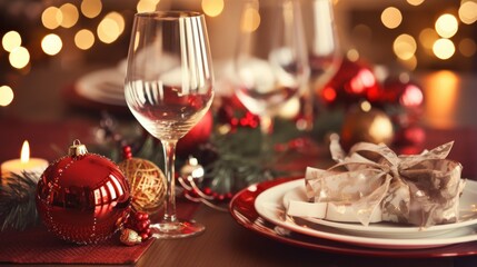 Fototapeta na wymiar Christmas Holiday Dining stock photo