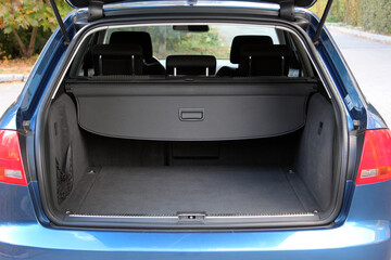 Modern wagon car open trunk. Car boot is open