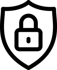 Line icon of padlock on the shield as protection symbol