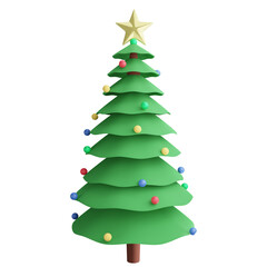 Christmas tree clipart flat design icon isolated on transparent background, 3D render Christmas and New year concept
