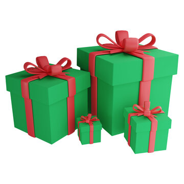 Christmas presents clipart flat design icon isolated on transparent background, 3D render Christmas and New year concept