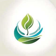 a vector style logo illustration for the environment featuring a plant and leaf or leafs