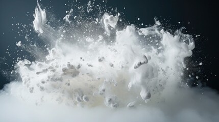 White foam explosion on blue background