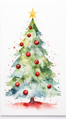 Obraz premium watercolor, christmas, december, costume, merry, present, new year, christmas tree, scenery
