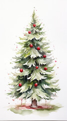 Obraz premium watercolor, christmas, december, costume, merry, present, new year, christmas tree, scenery