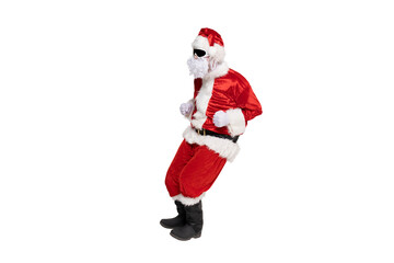 PNG Santa Claus in ski goggles isolated on white background.