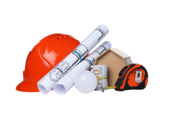 PNG,drawing of a house with a helmet, isolated on white background