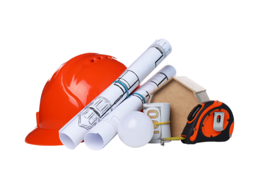 PNG,drawing of a house with a helmet, isolated on white background