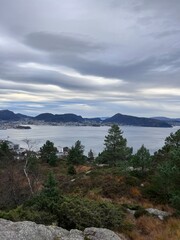 Hiking trial over Mount Eidsvåg Bergen Norway